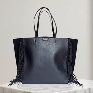 Victoria's Secret Black Fringe Tote Bag GUC 
23" x 13" x 7"